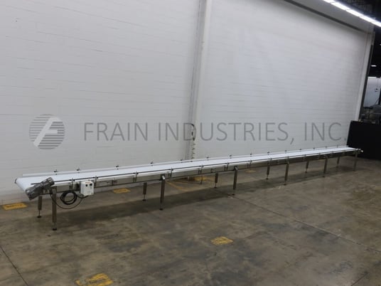 24" wide x 47.1' long, Stainless Steel table top conveyor, 3/4 HP - Image 1