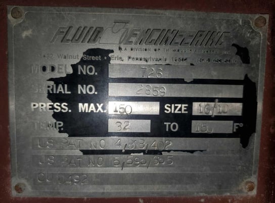 Fluid Engineering, filter screen 726, size 16/10, 150 psi, 32-150&deg;F, scrapers & Control panel - Image 2