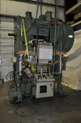 100 Ton, Johnson, straight side double crank press, 6" stroke, 22.7" Shut Height, 4" adj., 40-80 SPM, 72" - Image 4