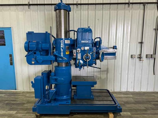 3' -11" Carlton #1A, radial arm drill, 31" x 39-1/2" base, power elevation/column clamp, 7.5 HP, 1988 - Image 1