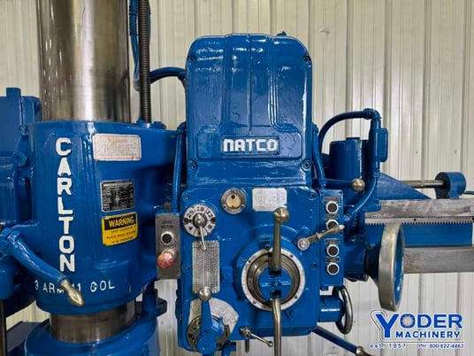 3' -11" Carlton #1A, radial arm drill, 31" x 39-1/2" base, power elevation/column clamp, 7.5 HP, 1988 - Image 2