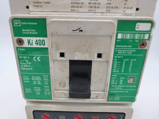 400 Amps, Cutler-Hammer, KI3400, Circuit Breaker, 3 Pole, 600 Volts, 2 Positions - Image 3