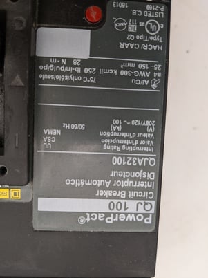 100 Amps, Square D, QJA32100, I-Line Circuit Breaker, 3 Pole, 3 phase, 240 Volts - Image 8