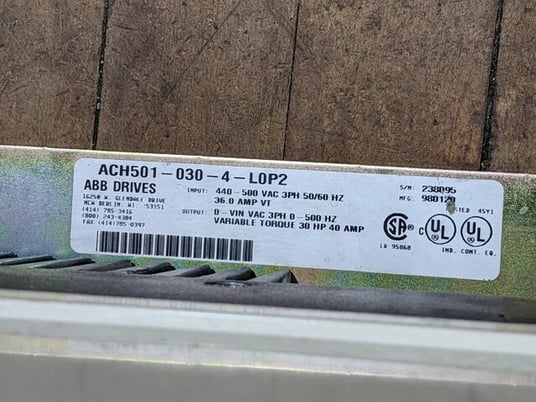 30 HP ABB, ACH 500, Variable Frequency AC Drive, 36 Amps, 3 phase, 50/60 Hz, 440-500 Volts - Image 4