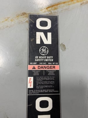 400 Amp. General Electric, TH3325R, Safety Disconnect Switch, 3 Pole, 240 V, 3 phase, 100 HP, 3R Enclosure - Image 3