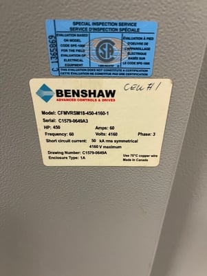 450 HP Benshaw, CFMVRSM18-450-4160-1, Motor Soft Starter, 60 Amps, 4160 V, 3 phase - Image 2