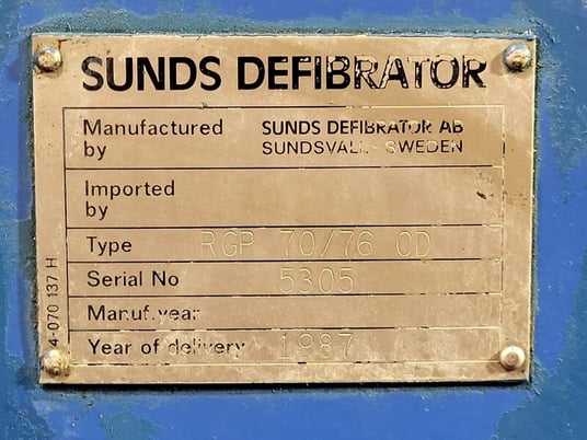 70" Sundstrand Defibrator #RGP-70/76-CD, refiner, 750 HP TECO motor type AFHG-TK, 1789 RPM, 4000 V. - Image 2