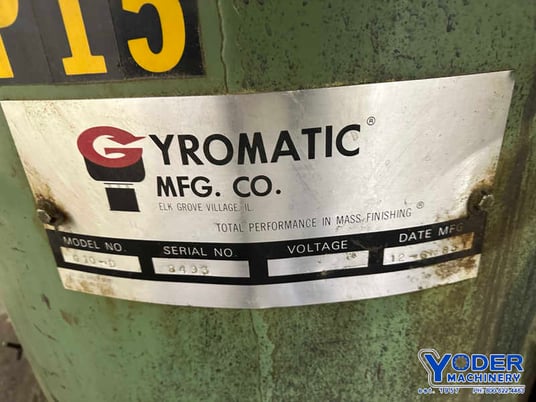 10 cu.ft. Gyromatic #G10-D, vibratory finisher, 48" dia. x 14" deep bowl, 13" chambers, 5 HP, 1983 - Image 9