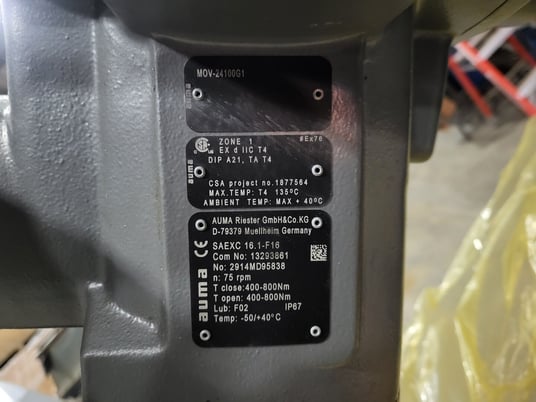 6" HP Valves/Key Valve Technologies #MOV-24100G1, Stop Check Valve w/Actuator, 75 RPM, 7.5 kW, 575 V - Image 2