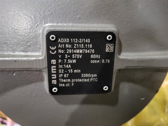 6" HP Valves/Key Valve Technologies #MOV-24100G1, Stop Check Valve w/Actuator, 75 RPM, 7.5 kW, 575 V - Image 3