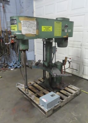 Schold, bow tie mixer, air over oil lift, 10 HP, vari-speed, floor mount, w/tank holder - Image 1