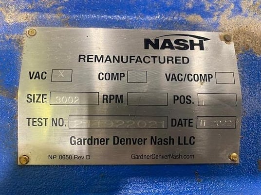 Nash #CL-3002, vacuum pump, water cooled, Marathon 150 HP motor, remanufactured 2022 - Image 2