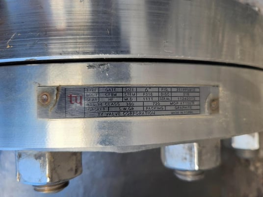 6" TY Valve Corporation #251RF0912, Gate Valve, Class 300, ASME B16.34, Stem F316 - Image 2