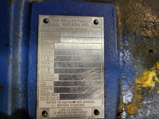 3302 GPM @ 159' TDH, Goulds #3175M, Paper Stock/Process Pump, 125 HP, 1182 RPM, 575 V, 10x12-18 size - Image 2