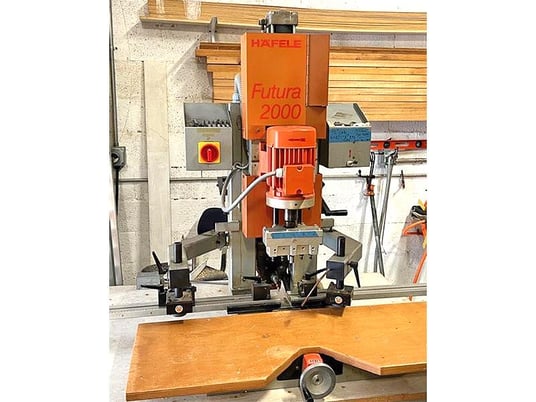 Hafele #Futura-250, Hinge Boring Mach., 80 mm bore w/ 650 ft.lb. @ 90 psi, 3.5 million 3" strokes, 1.5 HP - Image 1