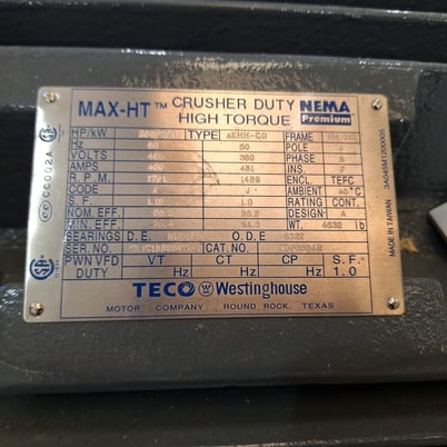 350 HP 1800 RPM Teco-Westinghouse, Frame 586/7UZ, TEFC, 460 Volts, Crusher Duty Cat# CDP3504RZ - Image 1