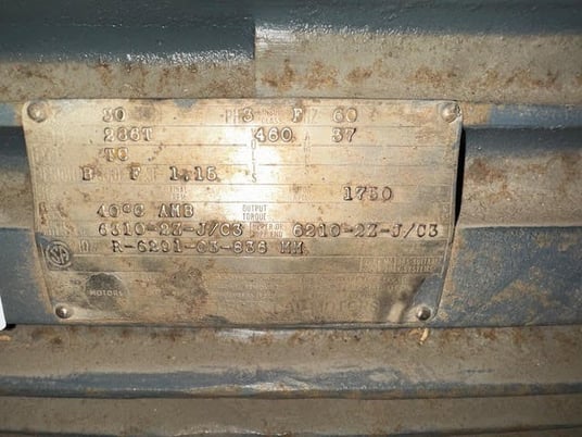 30 HP 1750 RPM General Electric, Frame 286T, 460 Volts, Squirrel Cage, electrically OK - Image 1