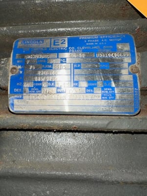 75 HP 1185 RPM Lincoln Electric, Frame 405TC, 230/460 Volts, Squirrel Cage, electrically OK - Image 1