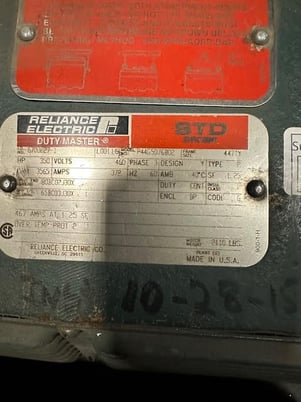 350 HP 3565 RPM Reliance, Fr. 447TY, 460 Volts, Squirrel Cage, Refurb - Image 1