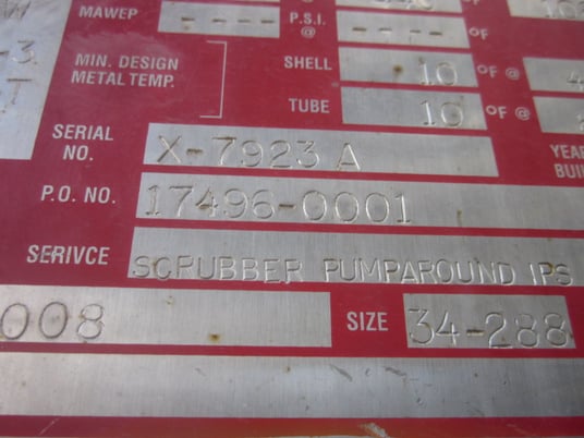 4822 sq.ft., 455 psi shell, 815 psi tube, Heat Exchanger, 515&deg;F shell, 440&deg;F tube, 2012 - Image 4