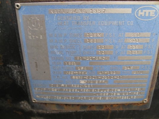 2702 sq.ft., 163 psi shell, 125FV psi tube, Heat Exchanger, 500&deg;F shell, 650&deg;F tube - Image 2