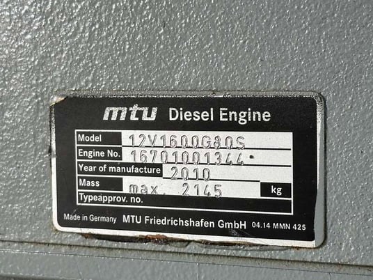 600 KW MTU #DS600, diesel generator set, 120/208 Volts, 295 hours, 896 HP @ 1800 RPM, 12V1600G80S engine, EPA - Image 10