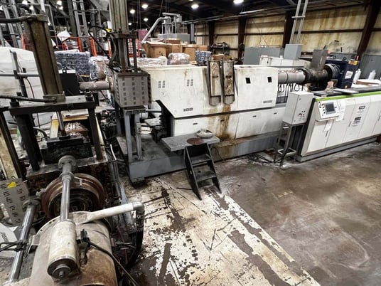 Purui #SJ200/200, dual stage 8" single screw pelletizing system, spiral feeding conveyor, 2018 - Image 6