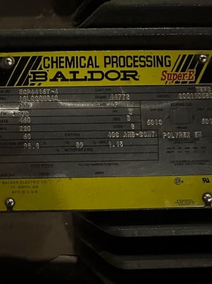 200 HP 3570 RPM Baldor, Frame 447TS, 460 Volts, Squirrel Cage, electrically OK - Image 1