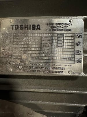 50 HP 1765 RPM Toshiba, Frame 326T, 230/460 Volts, Squirrel Cage, Refurb - Image 1