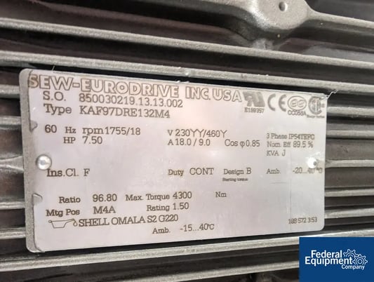 11 cu.ft. American Process #PRB-011, Paddle Ribbon Blender, 21" wide x 48" L, 7 HP, 2013 - Image 8