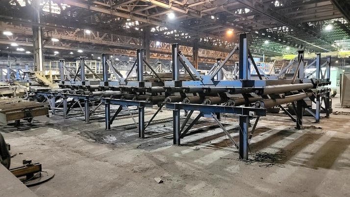 BCP Wheelabrator, 9-wheel autoblast machine with roll line, 2001 - Image 9