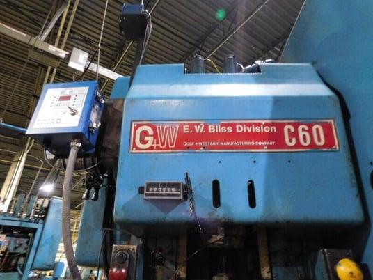 60 Ton, Bliss (EW) #C60, OBI press, air clutch & brake, 4" stroke, 14.25" SH - Image 3