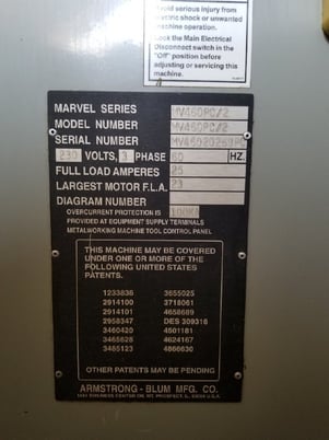 18" x 22" Marvel #MV460PC/2, vertical bandsaw, 1.25" x 15'-8" blade, 60-360 FPM, 7.5 HP - Image 10