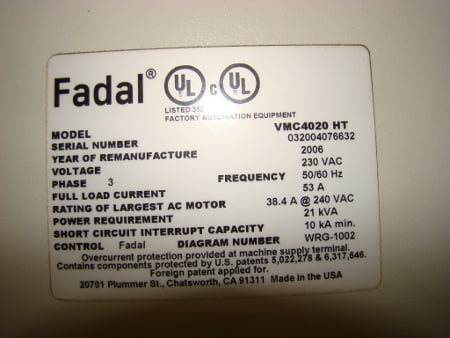 Fadal #VMC4020, Vertical Machining Center, 40" X, 20" Y, 20" Z, 24 automatic tool changer, 10000 RPM, 20" x - Image 4
