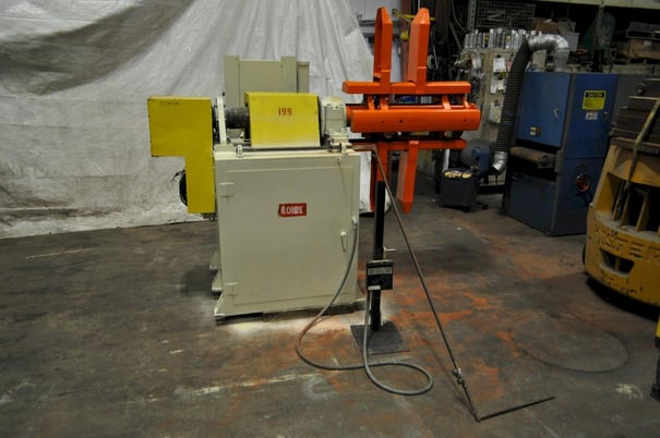 10000 lb. Rowe #10030-DSL, uncoiler, 38" mandrel, 72" outside dimensions, 17"-21" powered expansion, 4-arm - Image 3
