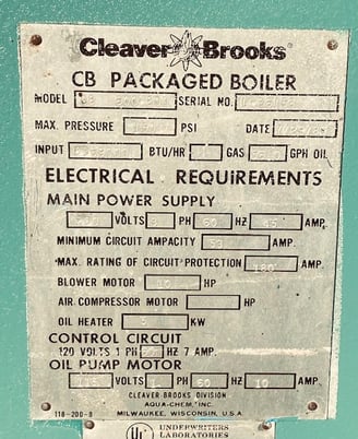 200 HP Cleaver-Brooks, Steam Boiler, 150 psi, 1989 - Image 5