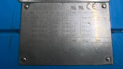 386 HP 2000 RPM Siemens 1PL6228-9AF30-0AZ3, 460 Volts, rebuilt - Image 6