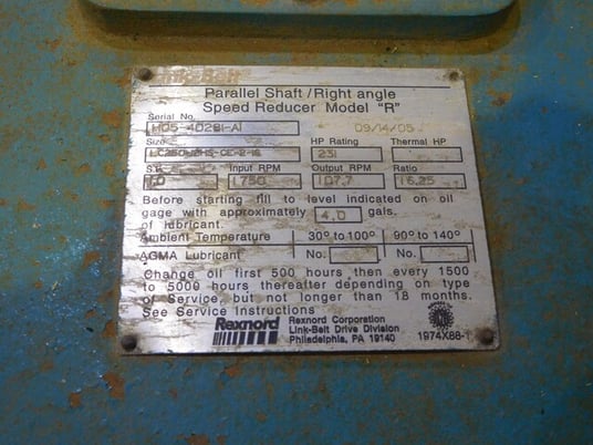 231 HP @ 1750 RPM, 107 RPM out, Rexnord R parallel shaft, right angle speed reducer, 16.25 ratio - Image 2