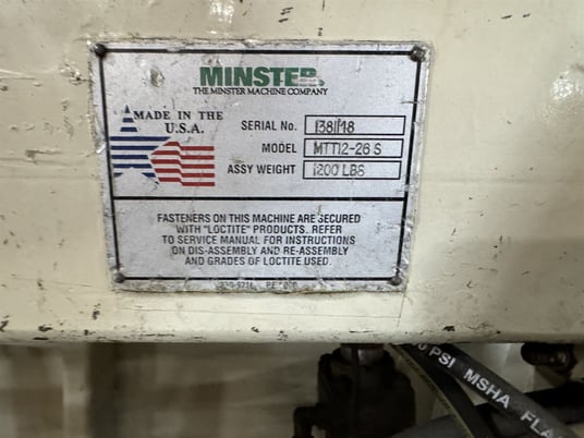 26" x .156" Minster #MSH30-26-7, 15000 lb., 60" OD, 20"-24" ID, 3-leaf mandrel, hydraulic mandrel expansion - Image 6