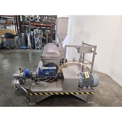 Italtech #MXC-300, Stainless Steel continuous pasta mixer extruder, flour screw feeder/doser with hopper - Image 4