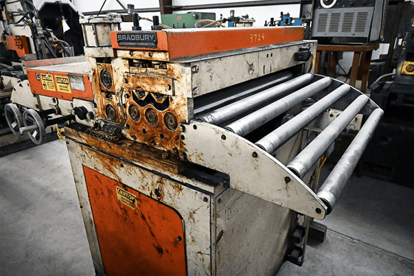 36" Bradbury, flattener, (5) 3 roll diameter, 42" passline, in/out cascade rolls, 2000 - Image 5