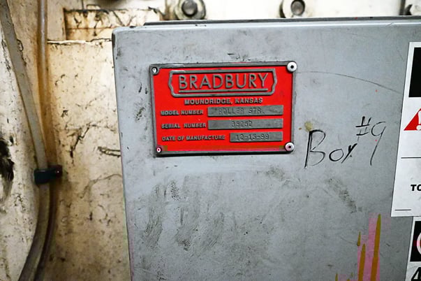 36" Bradbury, flattener, (5) 3 roll diameter, 42" passline, in/out cascade rolls, 2000 - Image 6