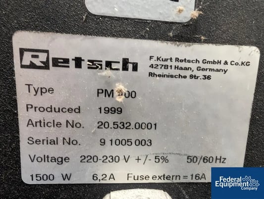 Retsch #PM400, Ball Mill, (4) Grinding Stations, 230 V. - Image 2