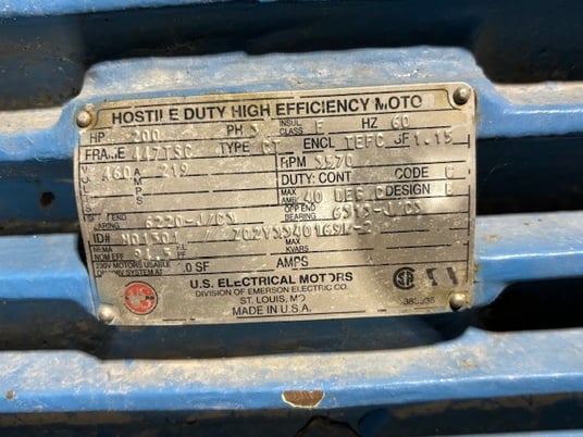 200 HP 3570 RPM U.S. Motors Motors, Frame 447TSC, TEFC, 460 Volts - Image 1