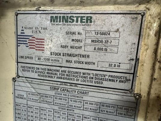 24000 lb. Minster #MRH20-38S & MSH30-32-7, 32" width, .156" thickness, 2007 - Image 10