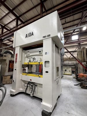 300 ton, Aida #PMX-L2-300, Straight Side Mechanical Stamping Press, 7.8" stroke, 31.4" Shut Height, 1990 - Image 1