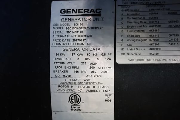 150 KW Generac #SG150, liquid propane, 480 Volts, 60 Hz, 3-phase, enclosed generator - Image 6
