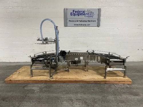 16" wide x 3' long, CPW, Powered Roller Conveyor, 90 deg. Angle sections, on legs - Image 1