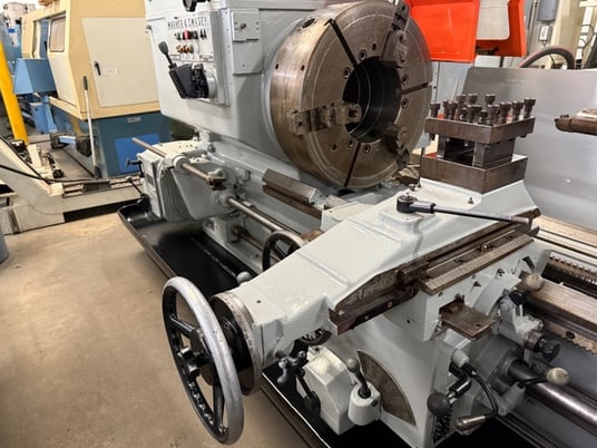 No. 4A Warner & Swasey, M3580,saddle type turret lathe, 9.5" spindle hole,chip pan & coolant - Image 2