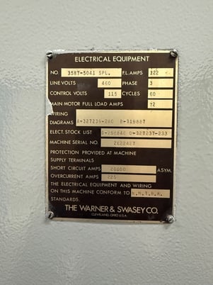 No. 4A Warner & Swasey, M3580,saddle type turret lathe, 9.5" spindle hole,chip pan & coolant - Image 6